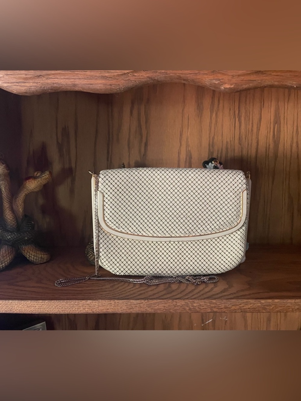 Vintage Mesh Crossbody Bag with Gold Chain Strap